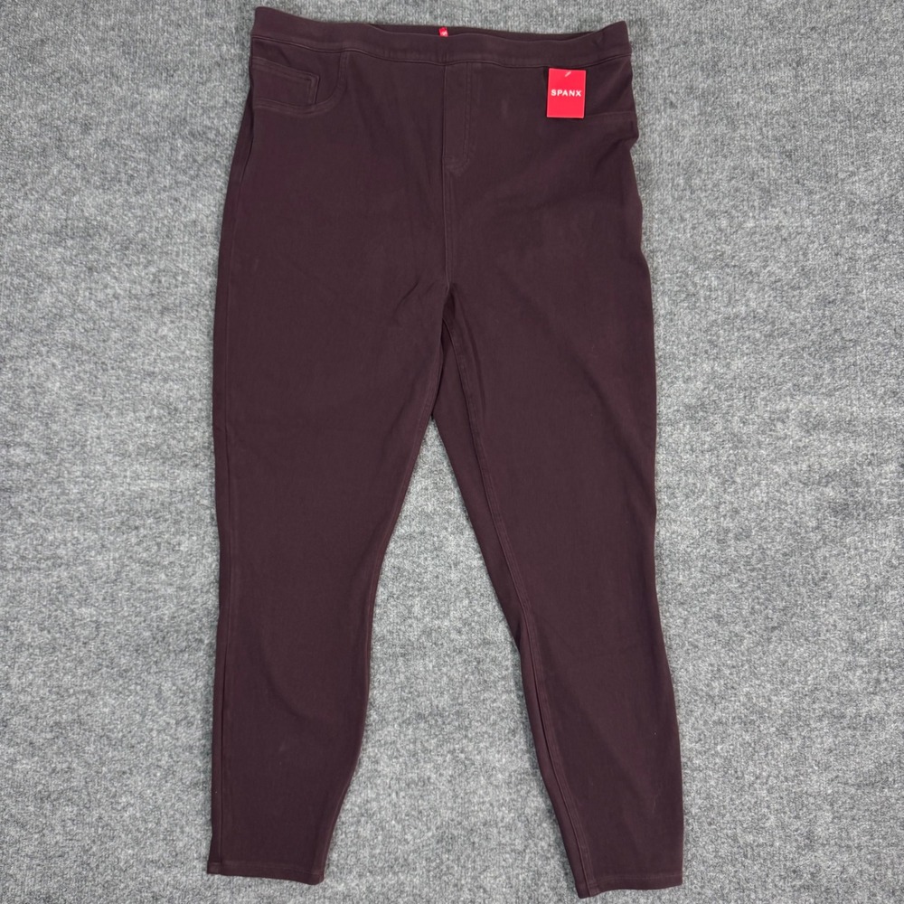 Spanx Jean-ish Ankle Leggings Slimming Womens 3X Burgundy Cotton Blend NEW*